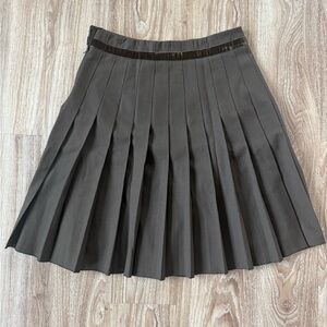 The Limited Black Pleated Skirt with Velvet Trim